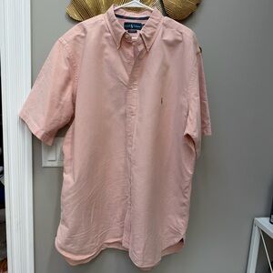 2XLT Ralph Lauren short sleeve dress shirt button up orange pink color collared
